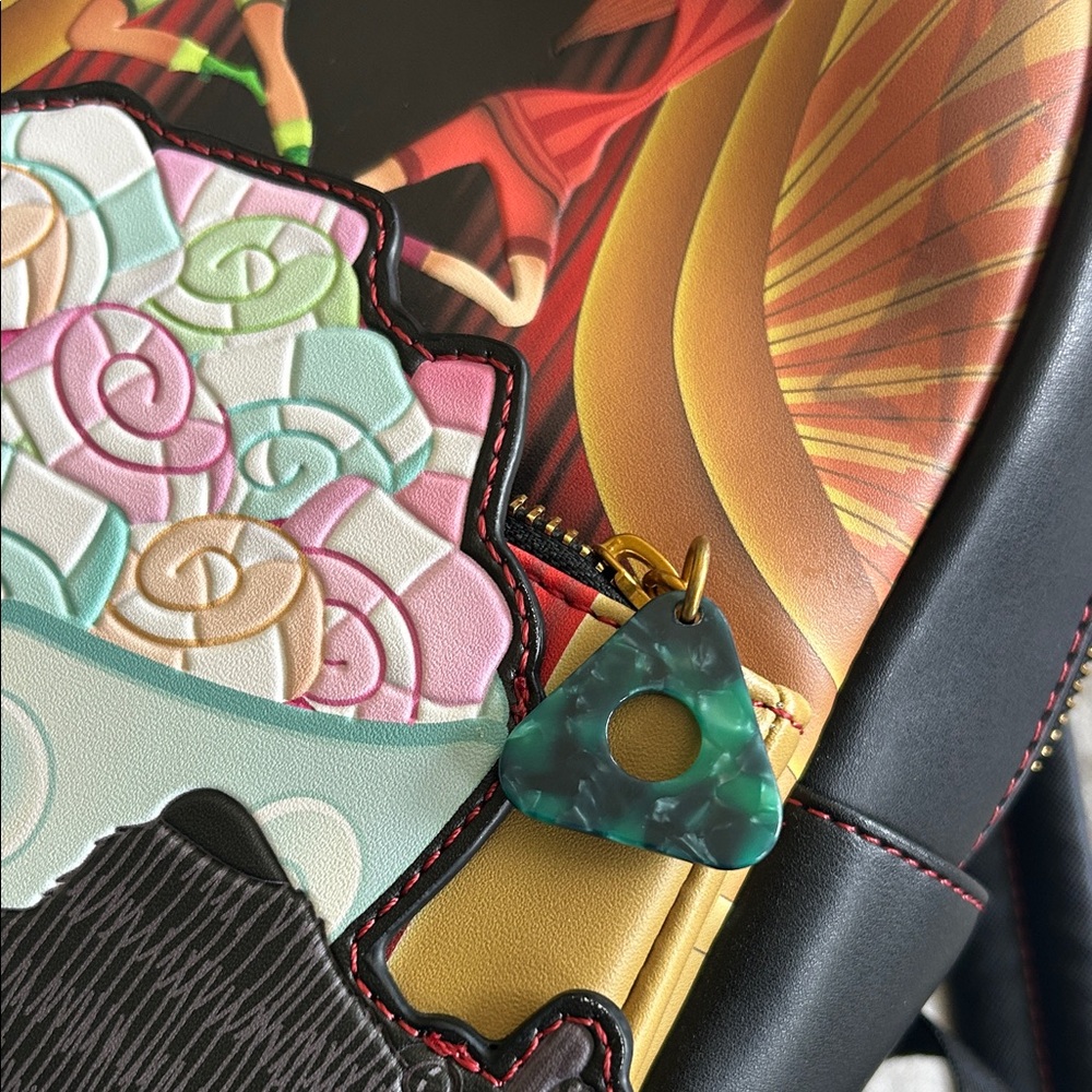 Loungefly Black Multi-Color Floral Theater Mini Backpack - Picture 3 of 5